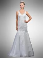 Dancing Queen - A7001 Sleeveless Beaded Lace Trumpet Gown