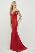 Angela And Alison - 81084 Sequin Deep V-neck Sheath Dress