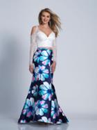 Dave & Johnny - 3495 Two Piece Floral Print Mermaid Gown