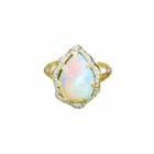 Logan Hollowell - Queen Water Drop Cabochon Opal Ring With Full Diamond Halo