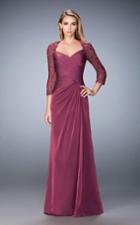 La Femme - 21805 Laced V-neck A-line Dress