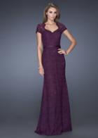 La Femme - 20464 Laced Queen-anne Sheath Dress