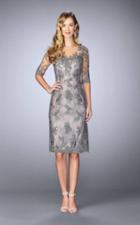 La Femme - 24878 Quarter Sleeve Lace Applique Cocktail Dress