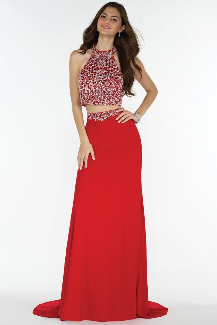 Alyce Paris - 1160 Jewel Adorned Illusion High Halter Sheath Gown