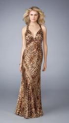 La Femme - Gorgeous Printed V-neck Sheath Dress 13375