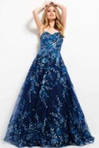 Jovani - Floral Embroidered Strapless Gown 49315