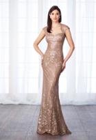 Cameron Blake - 217632w Sequined Queen Anne Sheath Gown