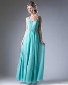 Cinderella Divine - Embellished Ruched V-neck A-line Dress
