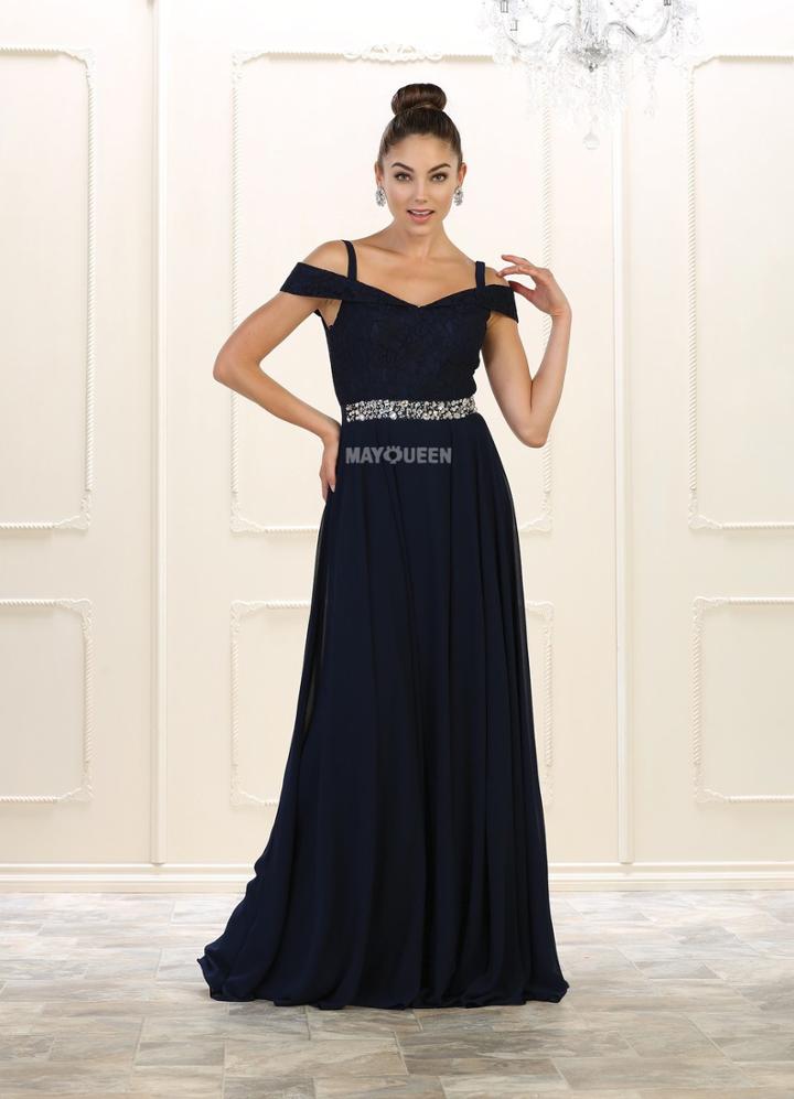 May Queen - Cold Shoulder Lace Evening Dress