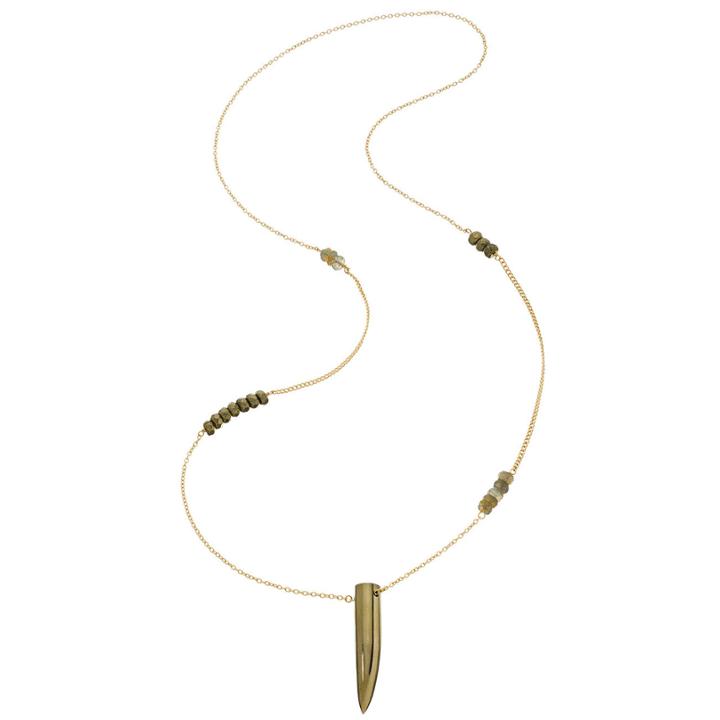 Heather Hawkins - Long Gemstone Horn Necklace In Pyrite