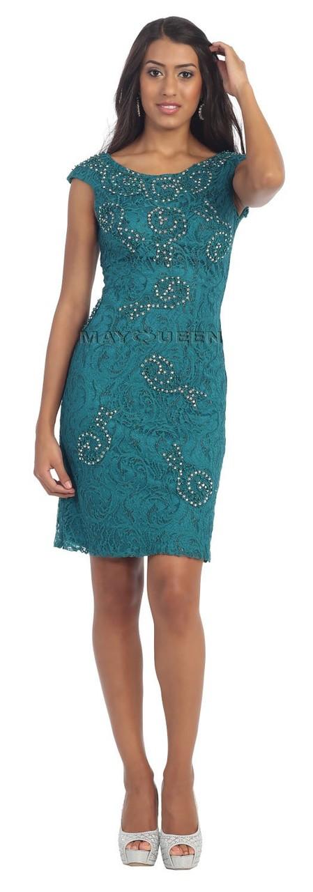 Embellished Lace Sheath Cocktail Dress