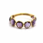 Tresor Collection - Amethyst Round Stackable Ring Band With Adjustable Shank In 18k Yellow Gold