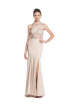 Aspeed - L1602 Crystal Embellished Evening Dress With Slit