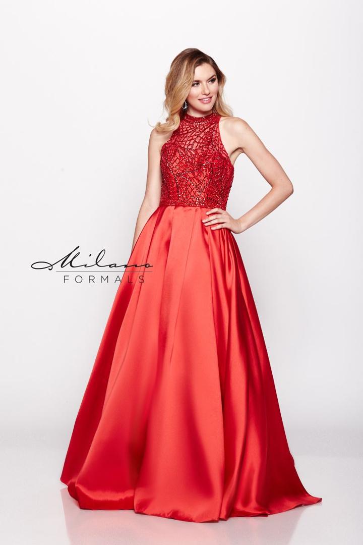 Milano Formals - Sleeveless Sequined High Neck Long A-line Dress E2069