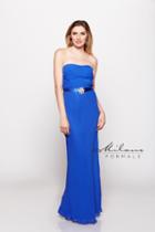 Milano Formals - Strapless Pleated Bodice Corset Long Dress E1420