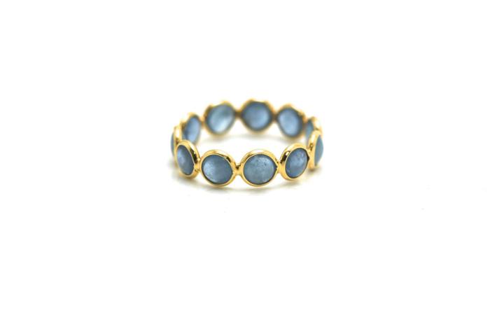 Tresor Collection - Aquamarine Gemstone Stackable Ring Band In 18k Yellow Gold