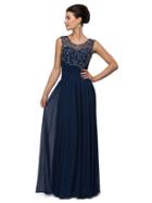 Laced Scoop Neck Chiffon A-line Dress