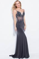 Jovani - 59648 Jersey Bead Embellished Fitted Dress