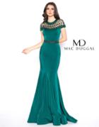 Mac Duggal - 79201d Beaded Jewel Neck Trumpet Dress With Train