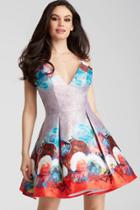 Jovani - 51793 Sleeveless V Neck Multi-colored Cocktail Dress