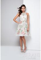 Terani Prom - Floral Illusion Neckline A-line Cocktail Dress 1711p2252