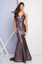 Terani Couture - 1721e4176 Sleeveless Plunging Neck Mermaid Gown