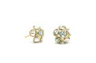 Tresor Collection - Sky Blue Topaz And London Blue Topaz Small Flower Stud Earrings In 18k Yellow Gold