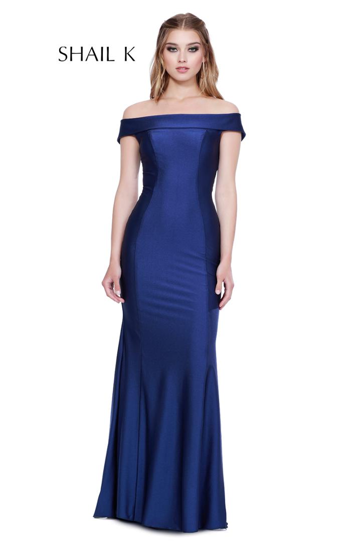 Shail K - 33944 Off-shoulder Spandex Trumpet Dress