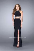 Gigi - Beaded Detail Strappy Two-piece Long Jersey Prom Gown 24414