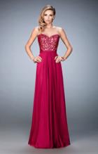 La Femme - 21820 Lace Chiffon A-line Dress