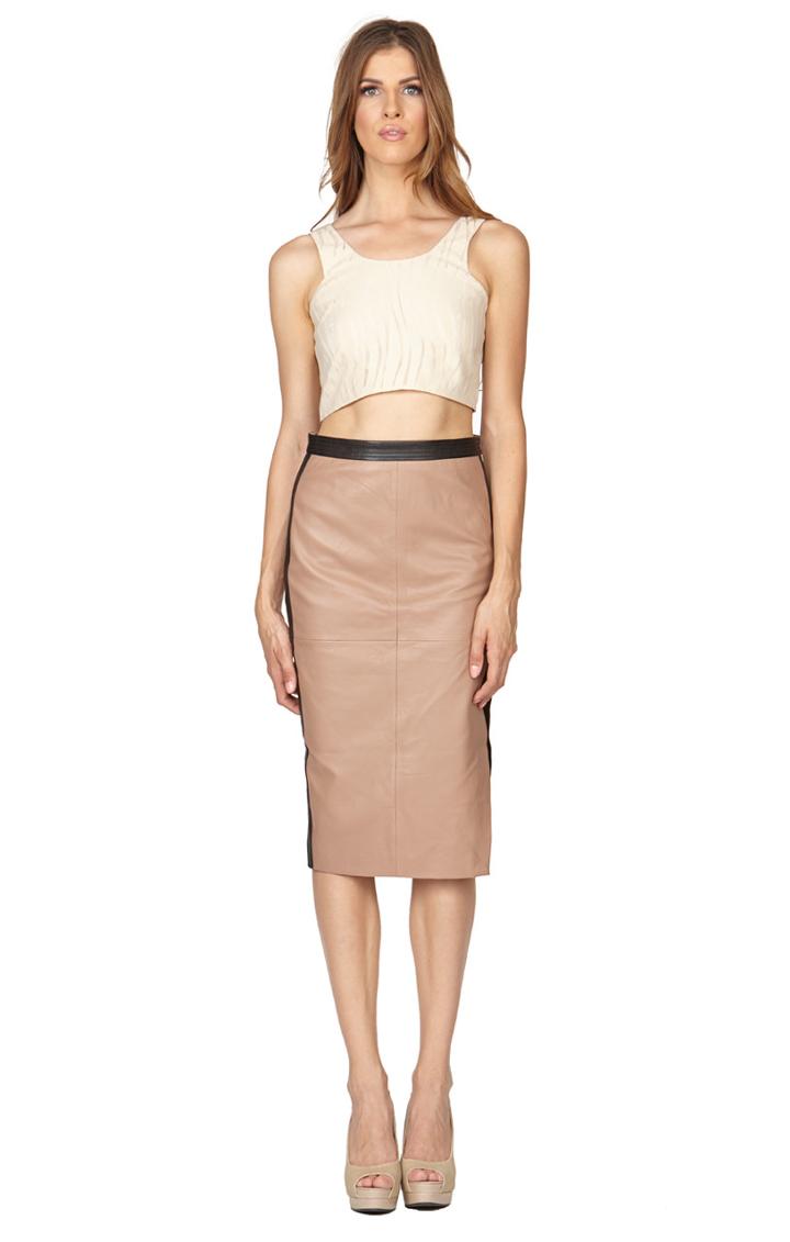 Erebus Leather Long Skirt I Fawn