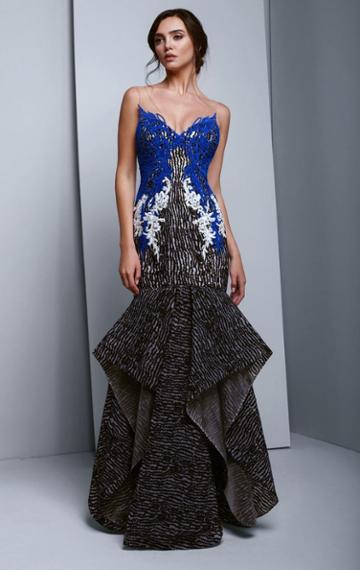 Beside Couture By Gemy - Bc1352 Embellished Ruffled Trumpet Dress