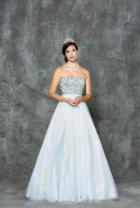 Glow By Colors - G668 Mesh Semi-sweetheart Ballgown