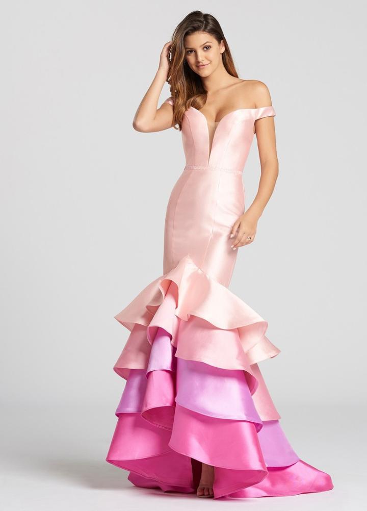 Ellie Wilde - Ew118163 Tiered Fitted Off-shoulder Gown