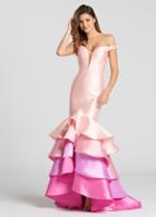 Ellie Wilde - Ew118163 Tiered Fitted Off-shoulder Gown