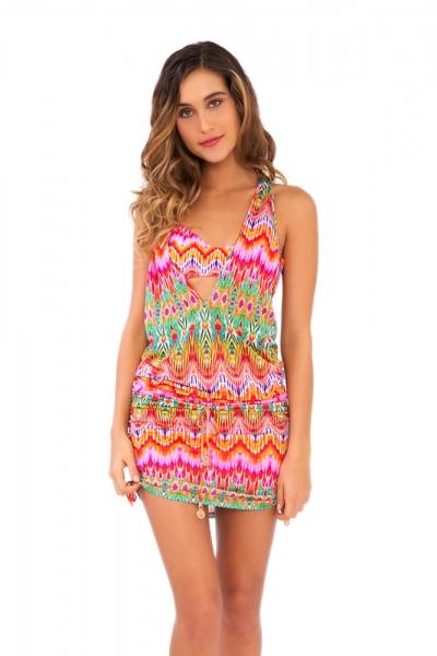 Luli Fama - Sunkissed Laughter T-back Mini Dress In Multicolor (l445979)