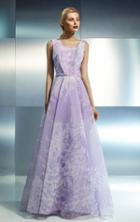 Beside Couture - Ch1643 Floral Pleated A Line Evening Gown