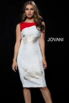 Jovani - 50943 Bateau Neck Brocade Sheath Dress