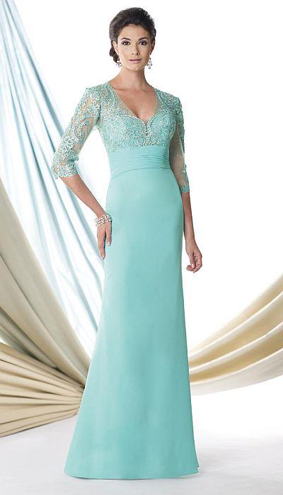 Montage By Mon Cheri - 114907 Long Dress In Aqua Green