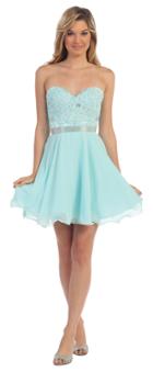 Dancing Queen - Short Strapless Sweetheart Dress With Lace Bodice 9184