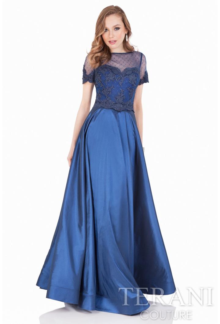 Terani Evening - Sheer And Lace Applique A-line Evening Gown 1621e1486