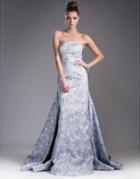 Cinderella Divine - Strapless Straight Neck Floral Print Gown