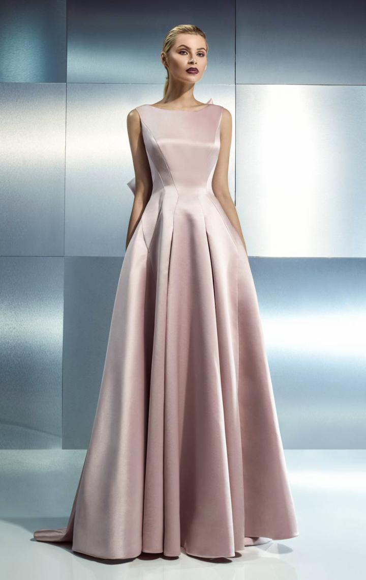 Beside Couture - Ch1647 Sleek Bateau Structured Long Gown