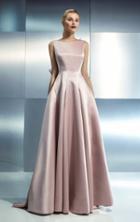 Beside Couture - Ch1647 Sleek Bateau Structured Long Gown