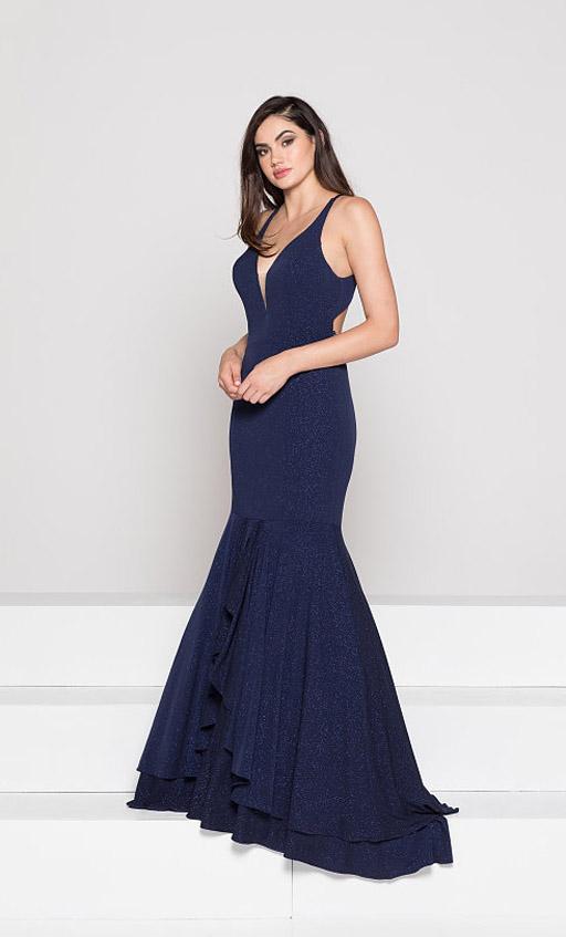Colors Dress - 1938 Plunging Tiered Cascade Trumpet Gown
