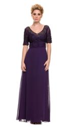Nox Anabel - 5105 Short Sleeve Illusion Lace Bodice Gown
