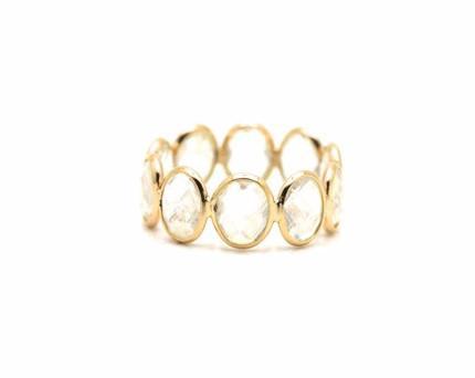 Tresor Collection - Rainbow Moonstone Gemstone Stackable Ring Band In 18k Yellow Gold