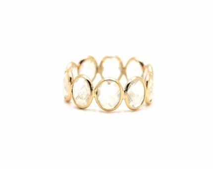 Tresor Collection - Rainbow Moonstone Gemstone Stackable Ring Band In 18k Yellow Gold