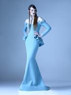Mnm Couture - G0936 Embellished Off-shoulder Long Sleeve Dress
