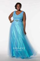 Sydney's Closet - Sc7154 Plus Size Dress In Blue Mist